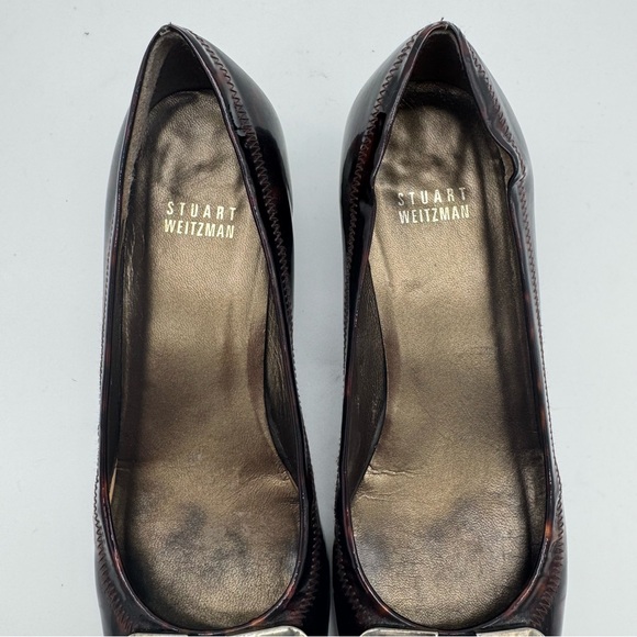 Stuart Weitzman Tortoise Shell Patent Leather Wedge Heel Size 7.5 M - Picture 10 of 12